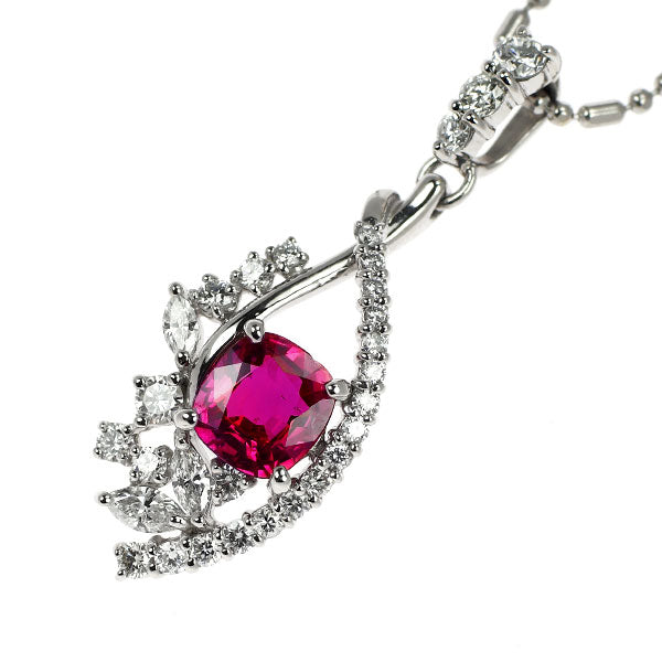 Pt900/ Pt850 ルビー ダイヤモンド ペンダントネックレス 1.034ct D0.63ct