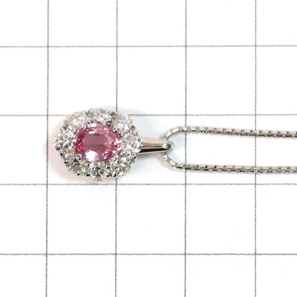 Pt パパラチアサファイア ダイヤモンド ペンダントネックレス 0.868ct D1.00ct
