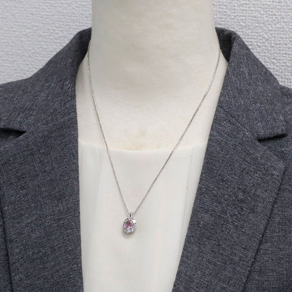 Pt パパラチアサファイア ダイヤモンド ペンダントネックレス 0.868ct D1.00ct
