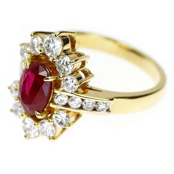 K18YG ルビー ダイヤモンド リング 1.08ct D1.00ct