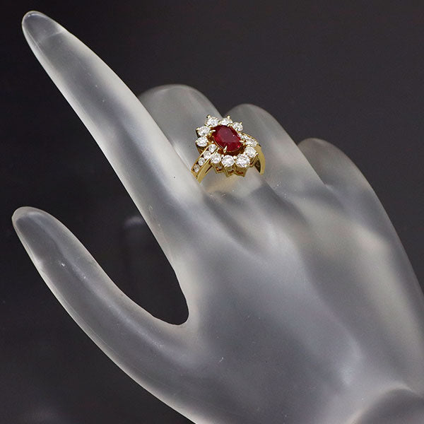 K18YG ルビー ダイヤモンド リング 1.08ct D1.00ct