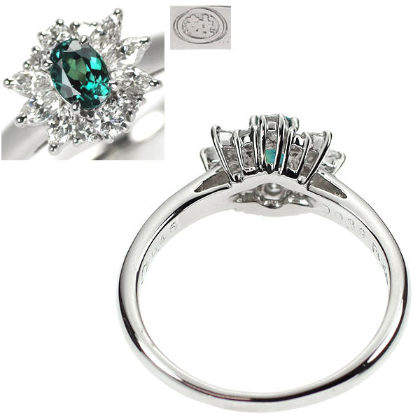 三越 希少 Pt900 アレキサンドライト ダイヤモンド リング 0.46ct D0.39ct