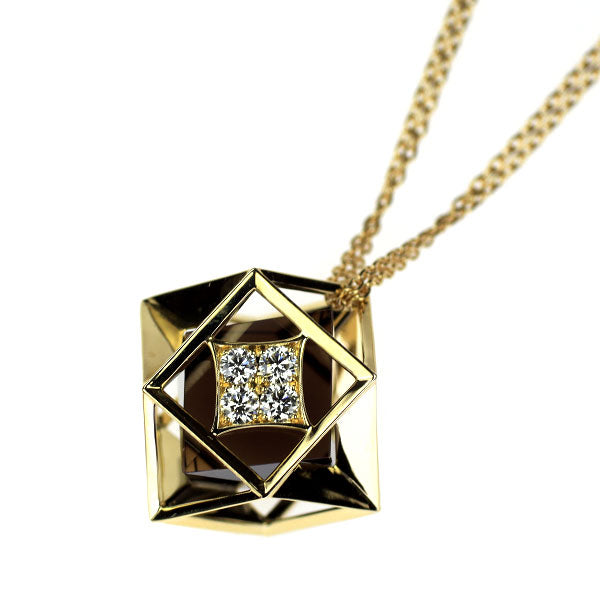 ジュネ K18YG スモーキークォーツ ダイヤモンド ペンダントネックレス D0.31ct