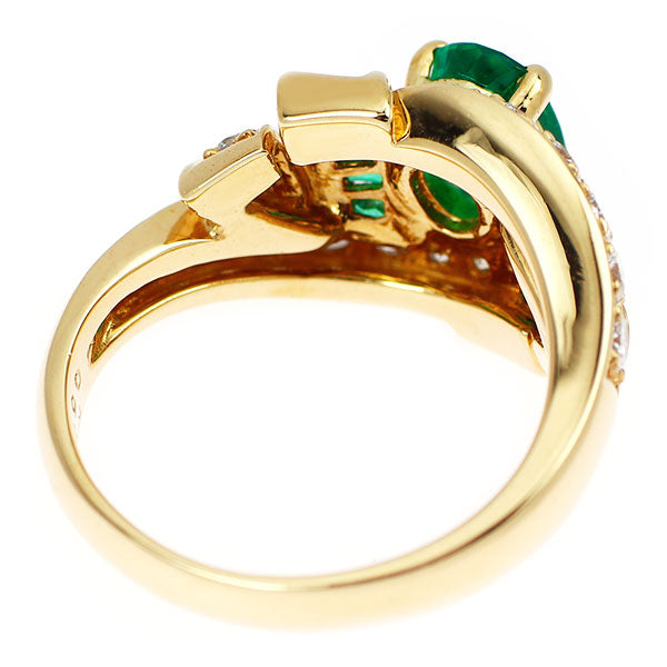 K18YG エメラルド ダイヤモンド リング 0.70ct E0.35ct D0.59ct