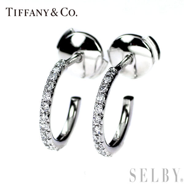 ティファニー K18WG ダイヤモンド ピアス メトロ フープ