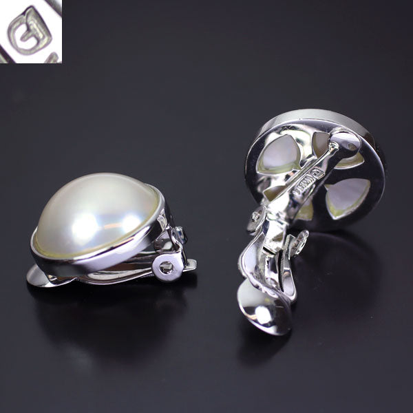 田崎真珠 K14WG マベ 真珠 イヤリング 径約 14.0mm