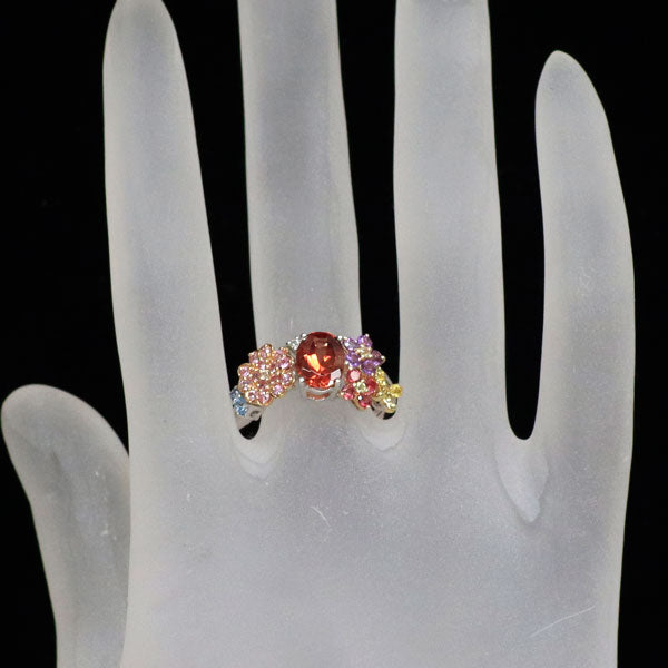 K18WG/PG/YG アンデシン カラーストーン リング 1.10ct CS0.59ct  フラワー