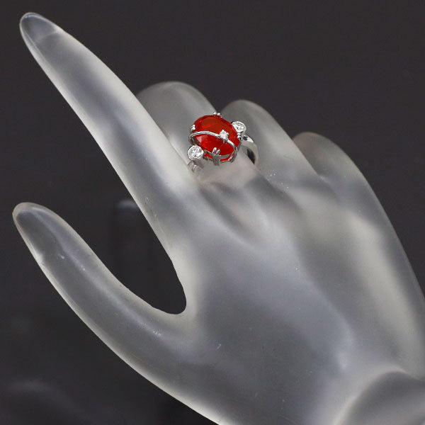 K18WG ファイアーオパール ダイヤモンド リング 2.68ct D0.23ct