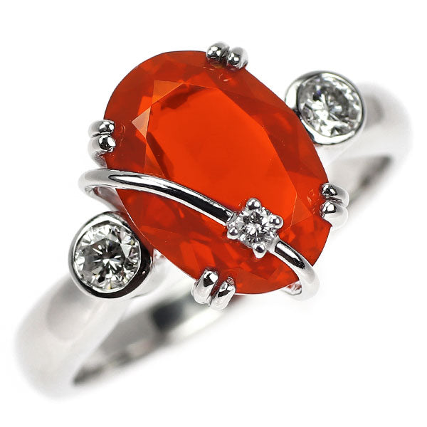 K18WG ファイアーオパール ダイヤモンド リング 2.68ct D0.23ct