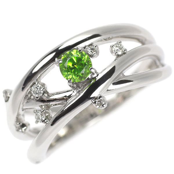 K18WG デマントイドガーネット ダイヤモンド リング 0.262ct D0.06ct