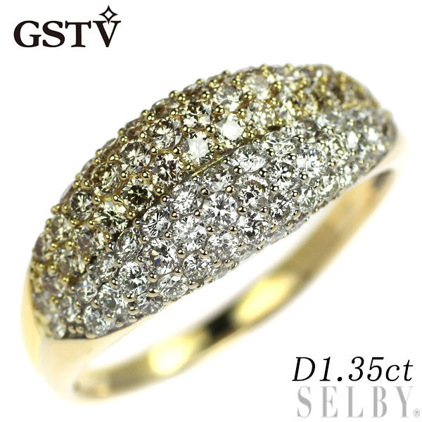 GSTV K18YG/WG ダイヤモンド リング 1.35ct パヴェ