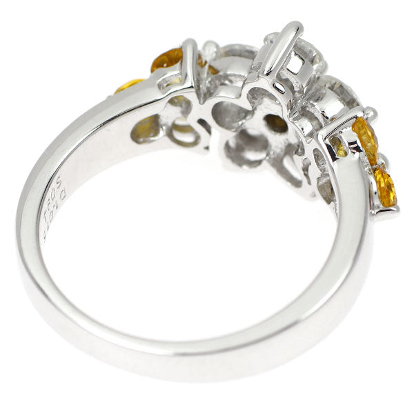 K18WG イエローサファイア ダイヤモンド リング 0.94ct D1.015ct フラワー