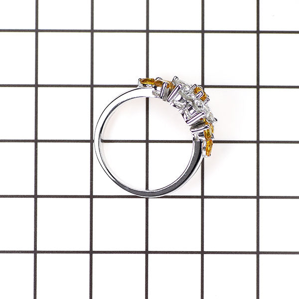 K18WG イエローサファイア ダイヤモンド リング 0.94ct D1.015ct フラワー