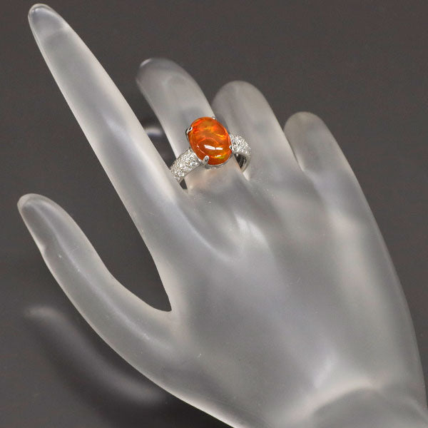 Pt900 ファイアーオパール ダイヤモンド リング 2.93ct D0.48ct