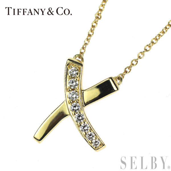 ティファニー K18YG ダイヤモンド ペンダントネックレス キス