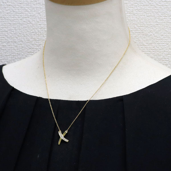 ティファニー K18YG ダイヤモンド ペンダントネックレス キス