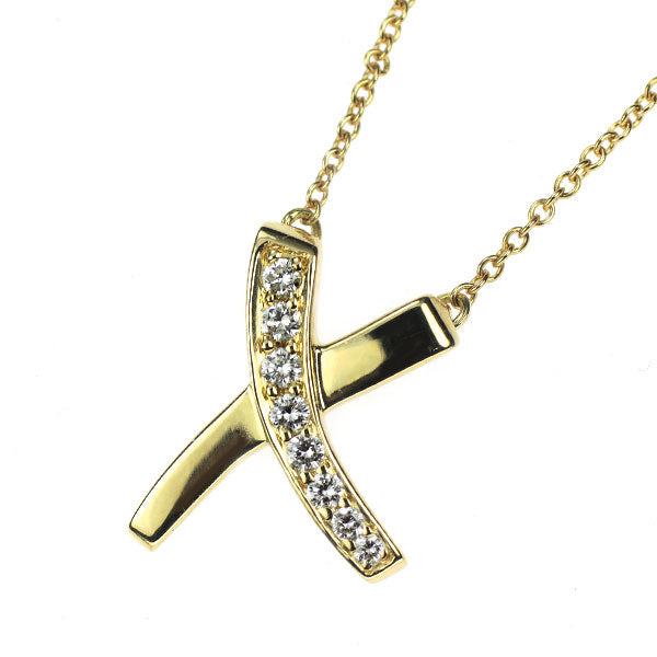 ティファニー K18YG ダイヤモンド ペンダントネックレス キス