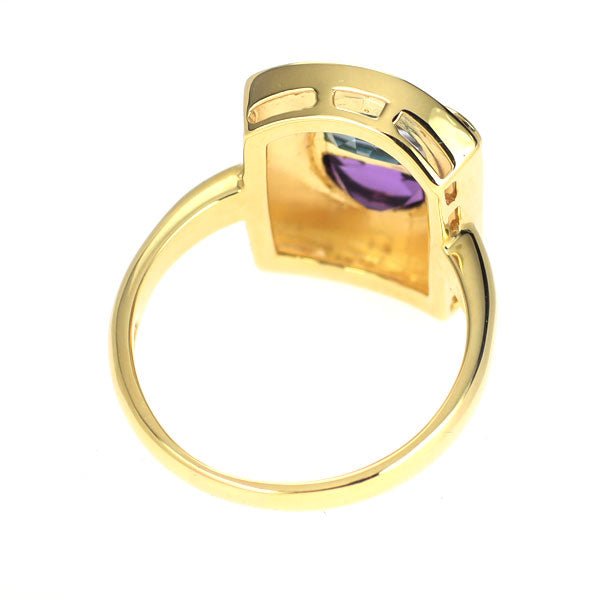 K18YG アメジスト ブルートパーズ リング