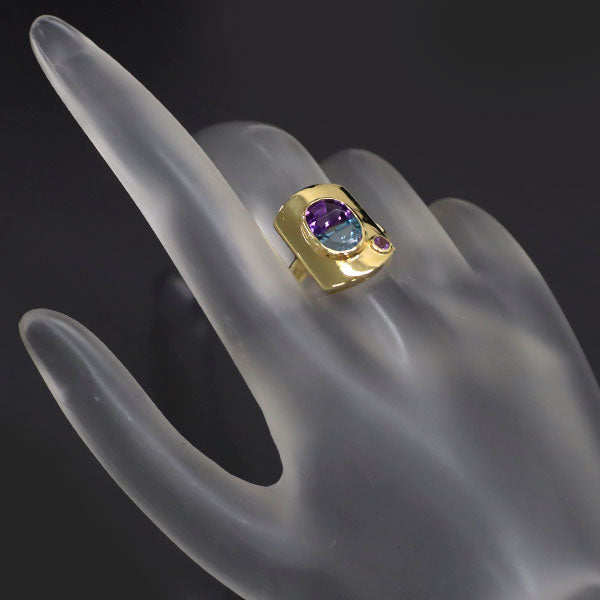 K18YG アメジスト ブルートパーズ リング