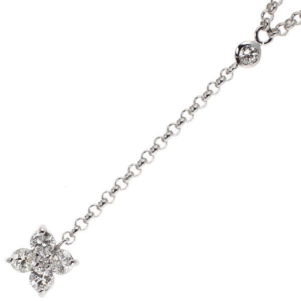 K18WG ダイヤモンド ペンダントネックレス 0.35ct フラワー Yデザイン