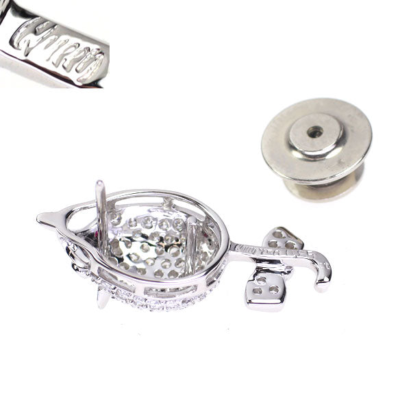 クイーン K18WG ルビー ダイヤモンド ピンブローチ D0.85ct ネズミ