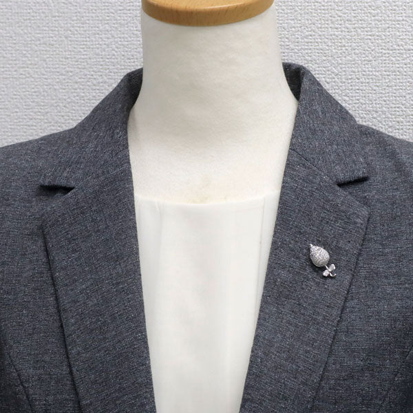 クイーン K18WG ルビー ダイヤモンド ピンブローチ D0.85ct ネズミ