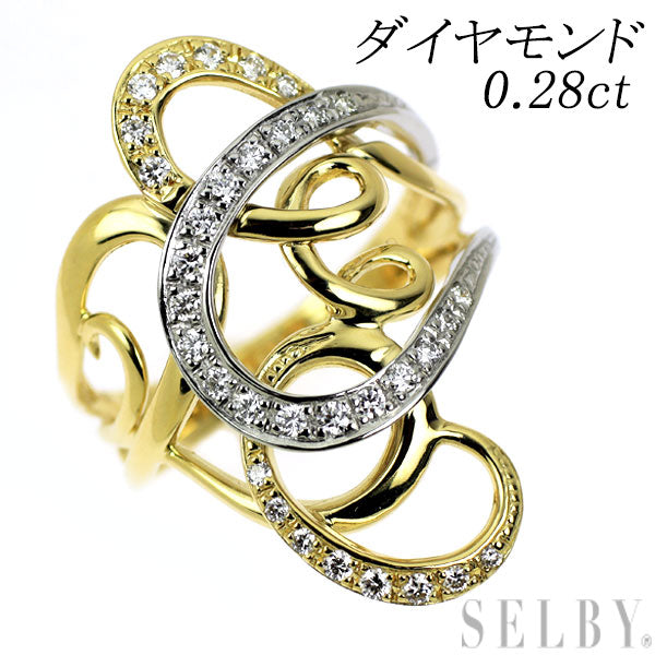 K18YG/Pt900 ダイヤモンド リング 0.28ct