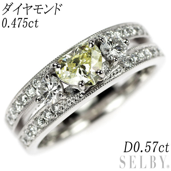 Pt900 ハートシェイプ ダイヤモンド リング