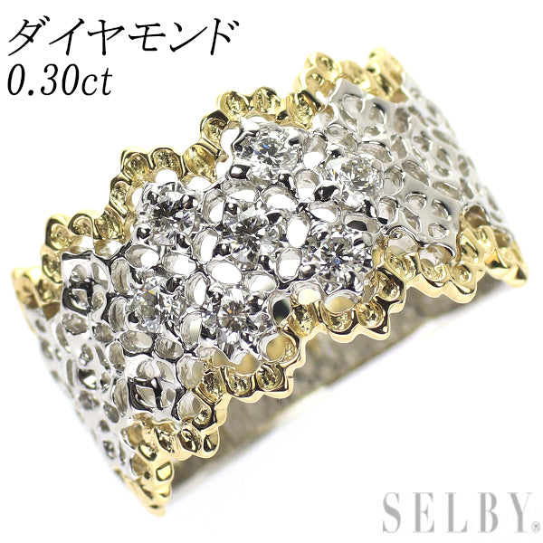 Pt900/K18YG ダイヤモンド リング 0.30ct