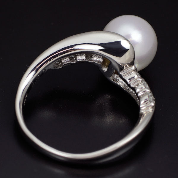 Pt900 アコヤ真珠 ダイヤモンド リン 径約8.2mm 0.35ct
