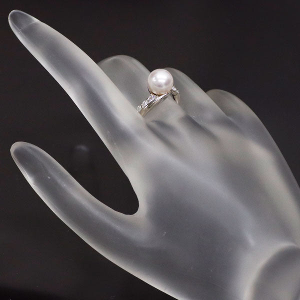 Pt900 アコヤ真珠 ダイヤモンド リン 径約8.2mm 0.35ct