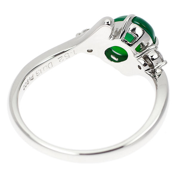 Pt900 翡翠 ダイヤモンド リング 1.52ct D0.13ct