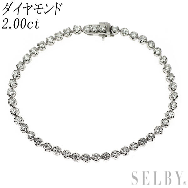 Pt900/K14WG ダイヤモンド テニス ブレスレット 2.00ct