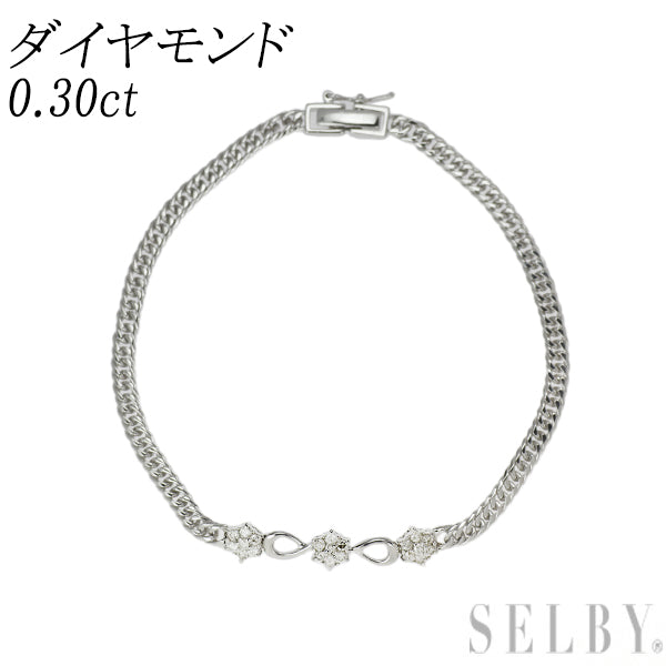 K14WG ダイヤモンド ブレスレット 0.30ct 6面ダブル