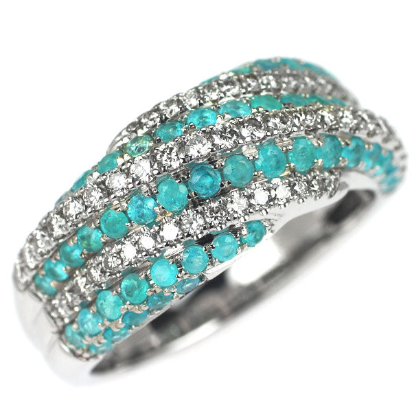 パライバトルマリンのリング K18WG K18WG パライバトルマリン ダイヤモンド リング 0.80ct D0.46ct
