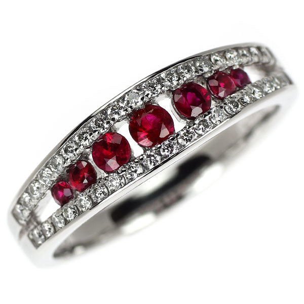 Pt900 ルビー ダイヤモンド リング 0.44ct D0.28ct