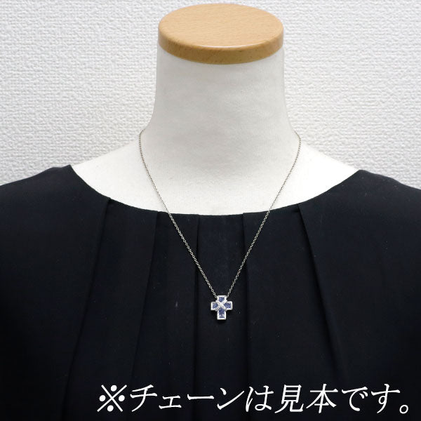 レ・エッセンシャル K18WG サファイア ダイヤモンド ペンダントトップ クロス