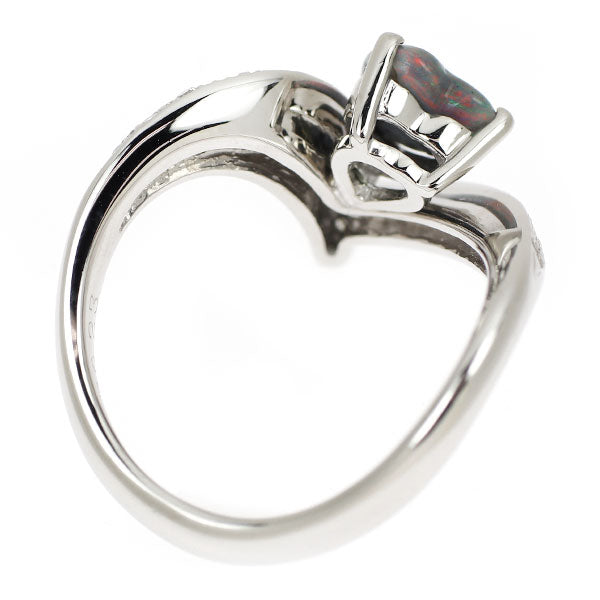 Pt900 ハートシェイプ ブラック オパール ダイヤモンド リング 0.76ct D0.23ct