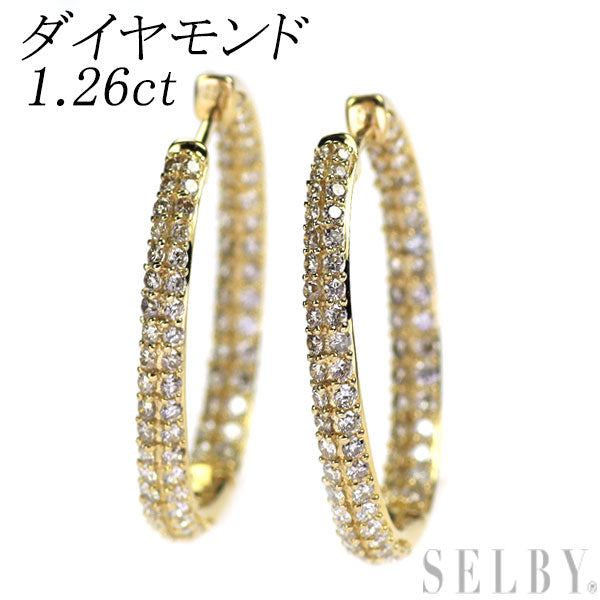K18YG ダイヤモンド フープ ピアス（270844） ｜ women
