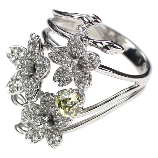 K18WG さくらカット ダイヤモンド リング 0.510ct D0.68ct