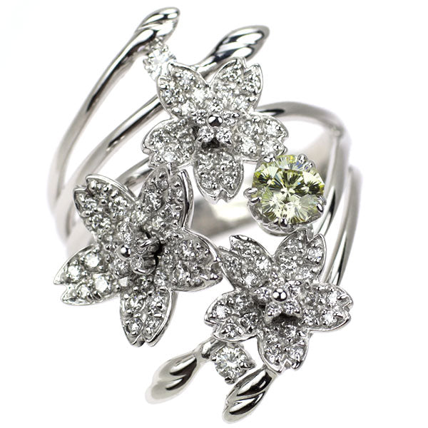 K18WG さくらカット ダイヤモンド リング 0.510ct D0.68ct