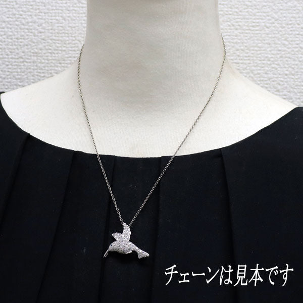 K18WG/K14WG カラーレス/トリートブルー ダイヤモンド ブローチ 兼ペンダントトップ 1.00ct 鳥