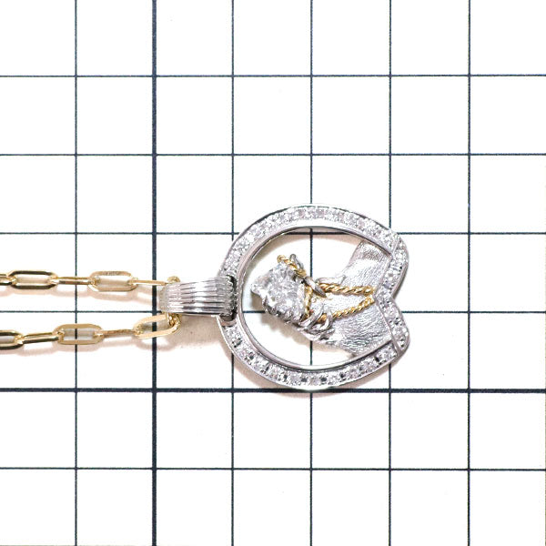 希少 Pt900/K18YG ホースヘッドカット ダイヤモンド ペンダントネックレス 0.90ct D0.50ct 馬蹄