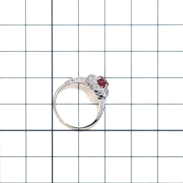 Pt900 ビルマ産 ルビー ダイヤモンド リング 1.10ct D1.08ct フラワー
