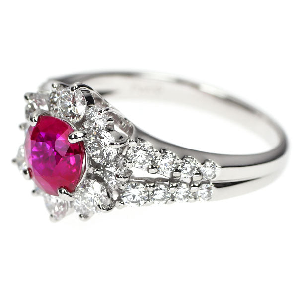 Pt900 ビルマ産ルビー ダイヤモンド リング 1.10ct D1.06ct