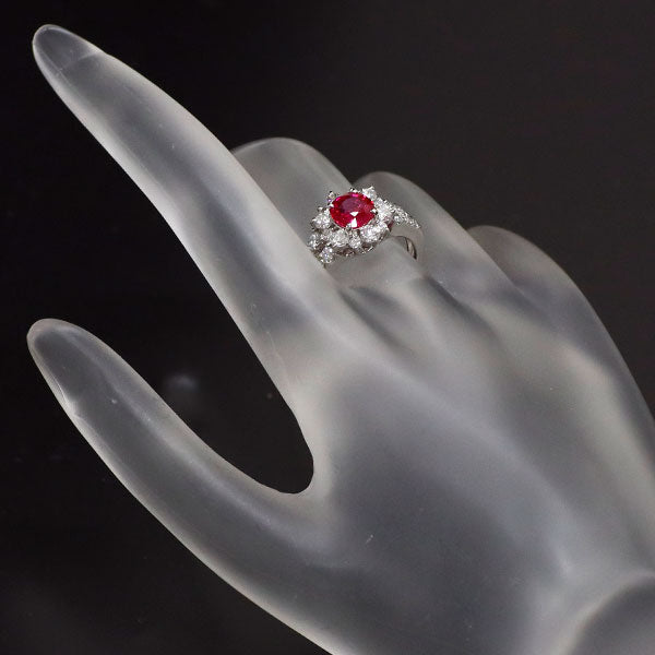 Pt900 ビルマ産ルビー ダイヤモンド リング 1.10ct D1.06ct