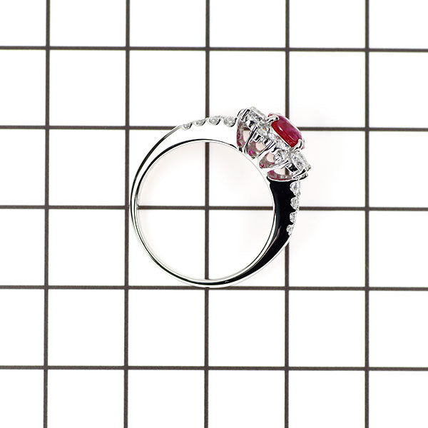 Pt900 ビルマ産ルビー ダイヤモンド リング 1.10ct D1.06ct