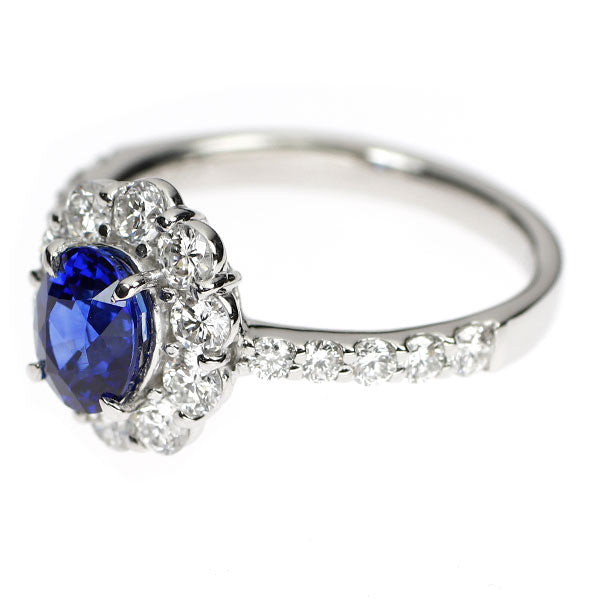 Pt900 マダガスカル産 ロイヤルブルーサファイア ダイヤモンド リング 1.27ct D0.85ct