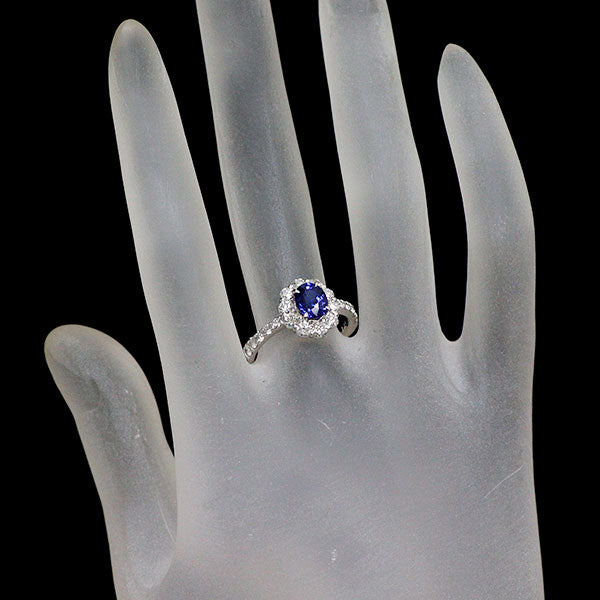 Pt900 マダガスカル産 ロイヤルブルーサファイア ダイヤモンド リング 1.27ct D0.85ct