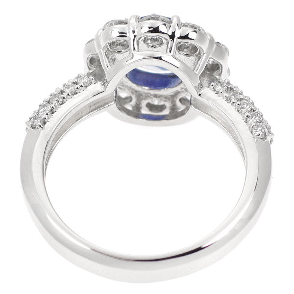 Pt900 ビルマ産 非加熱サファイア ダイヤモンド リング 1.46ct D1.04ct